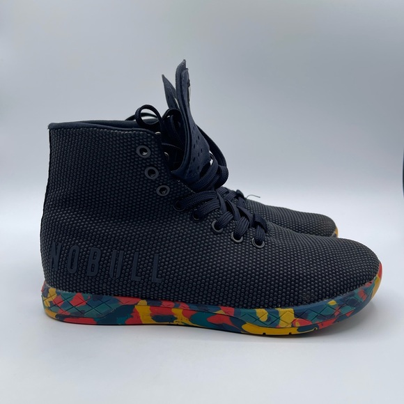 NOBULL Shoes - NOBULL Black High-Top Trainers with Colorful Patterned Sole